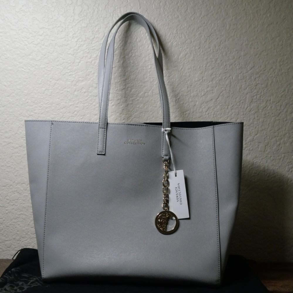 Versace Collection large light blue/gray tote